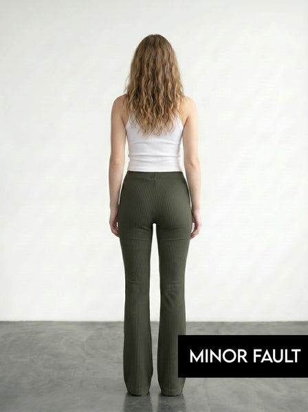 (Minor Fault) Green Drop Needle Flare Trousers | Montivo Pakistan