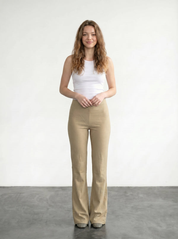 Beige Flare Trousers | Montivo Pakistan