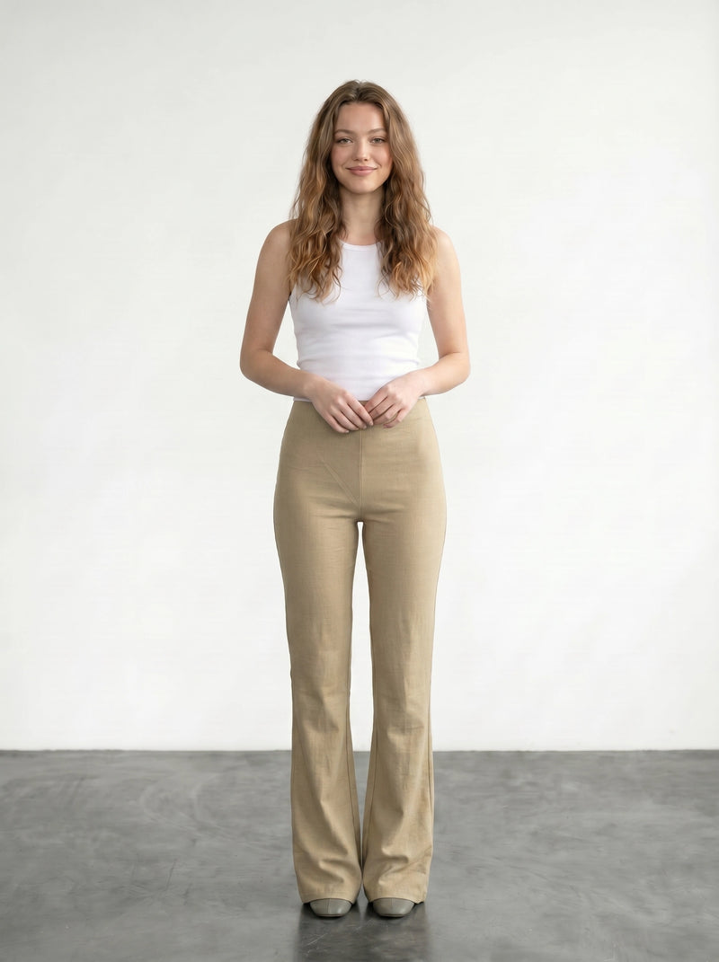 Beige Flare Trousers | Montivo Pakistan