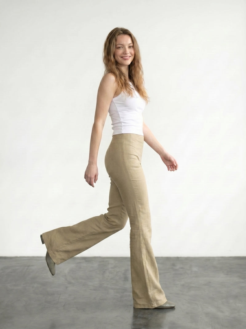 Beige Flare Trousers | Montivo Pakistan