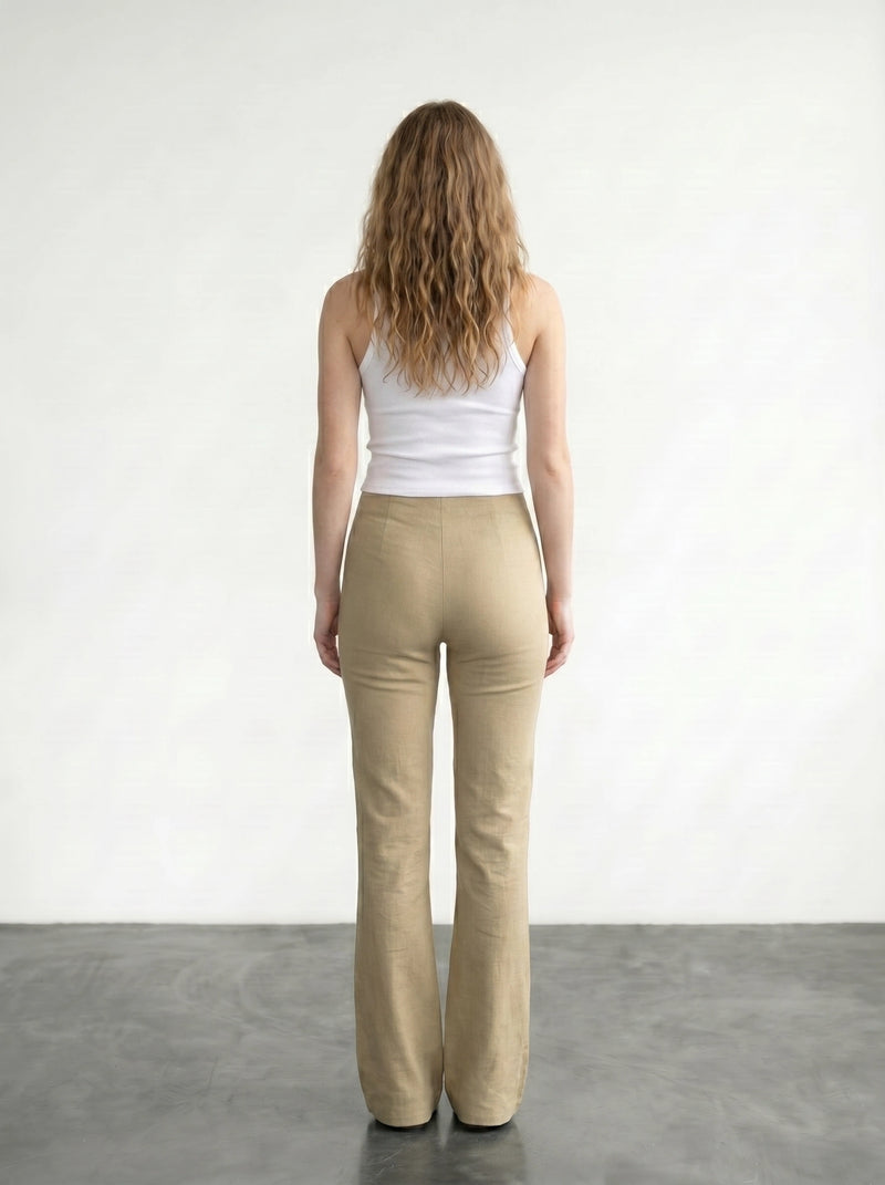 Beige Flare Trousers | Montivo Pakistan