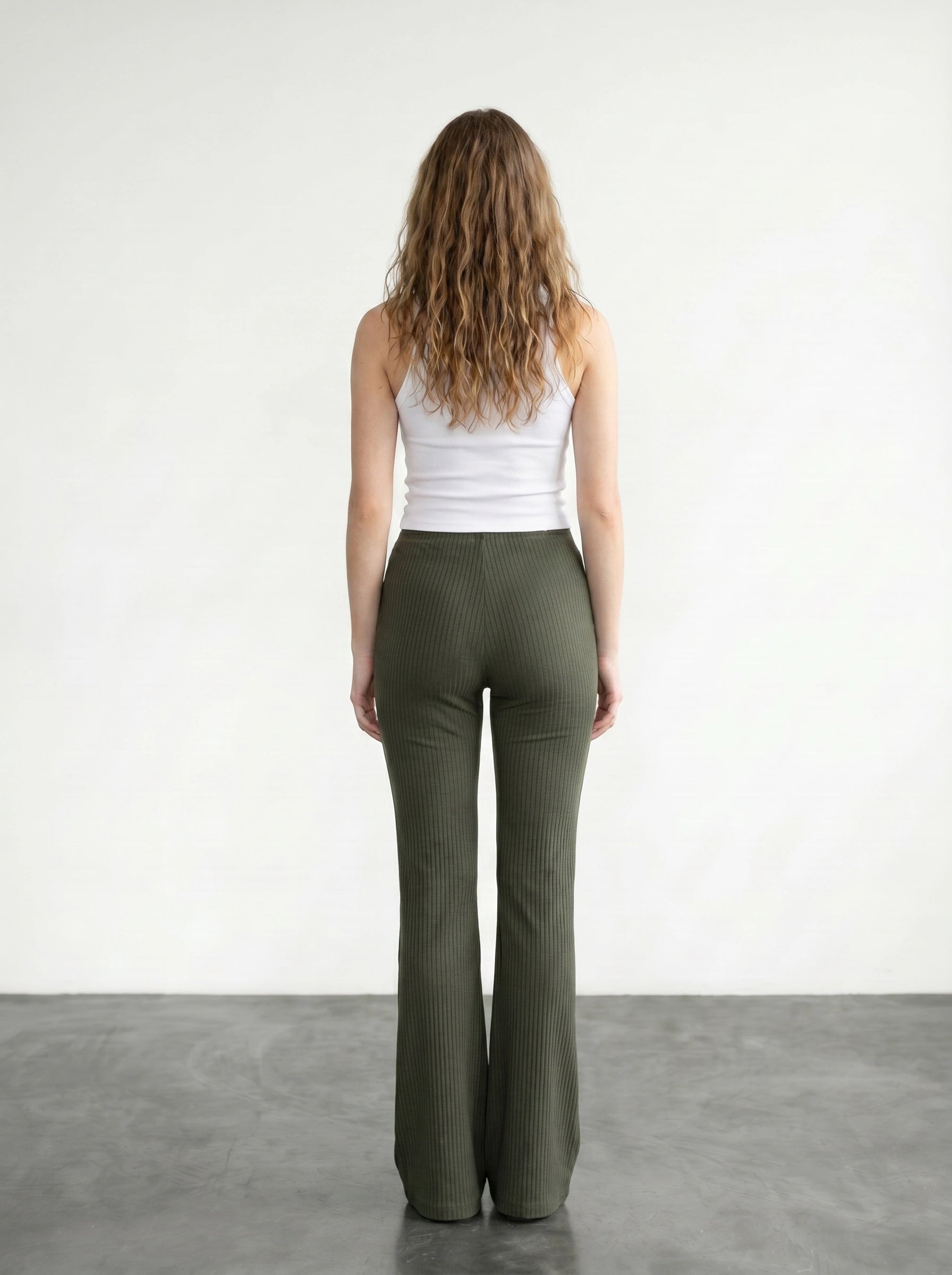 Green Drop Needle Flare Trousers | Montivo Pakistan