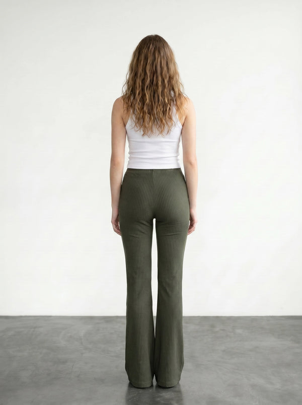 Green Drop Needle Flare Trousers | Montivo Pakistan