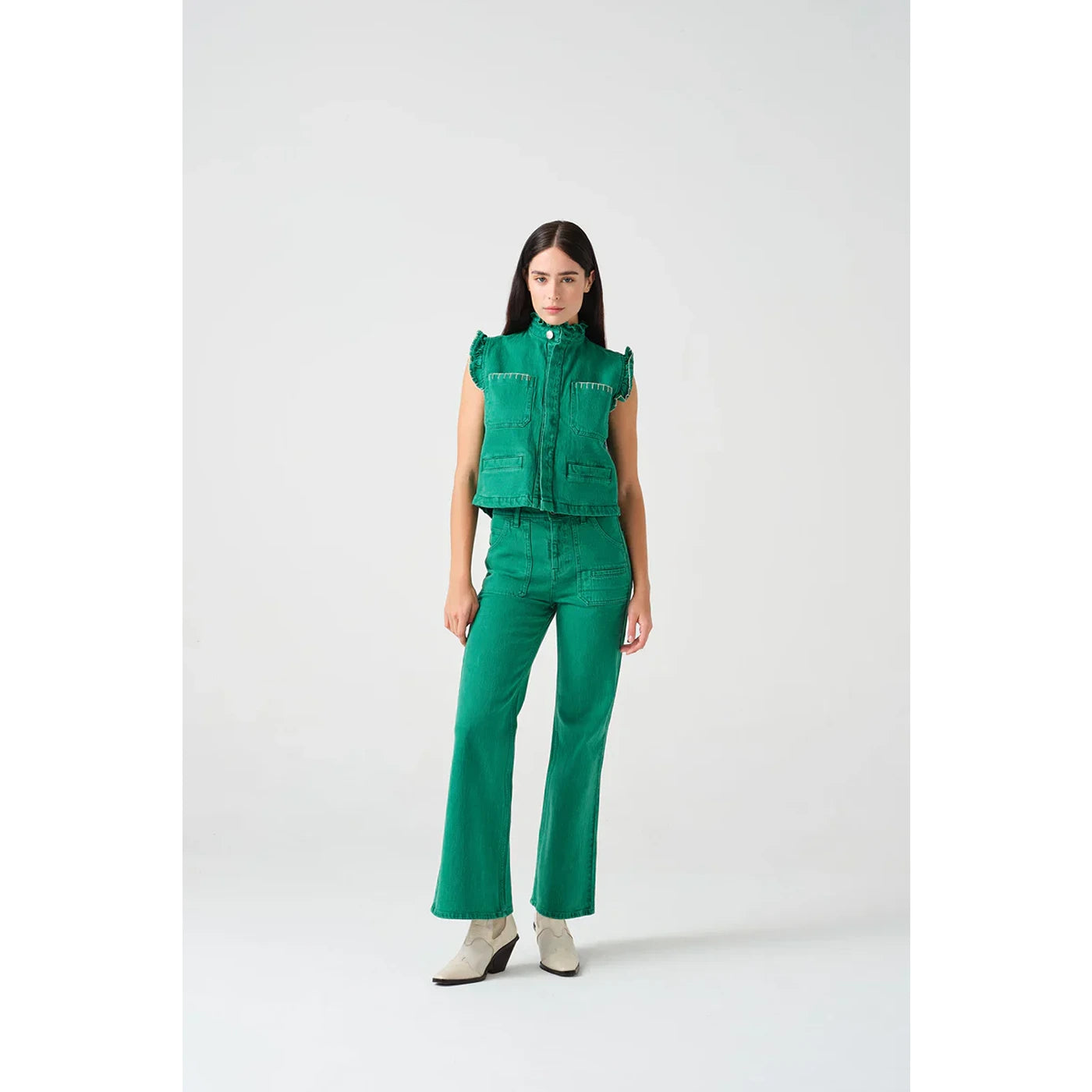 Green Loose Flare Jeans | Montivo Pakistan