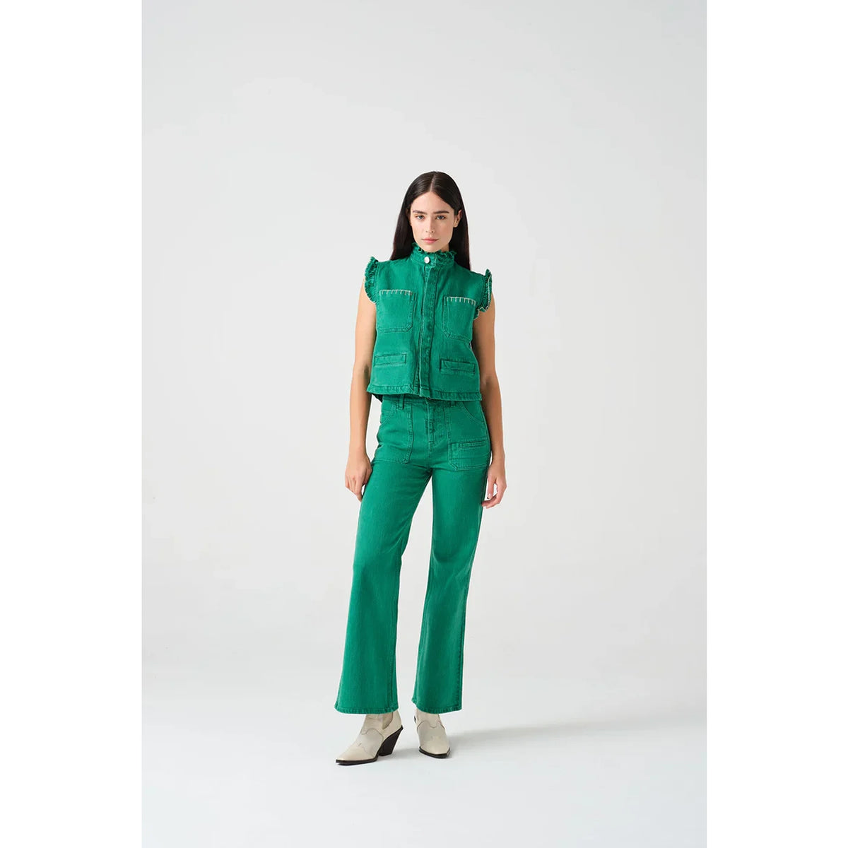 Green Loose Flare Jeans | Montivo Pakistan