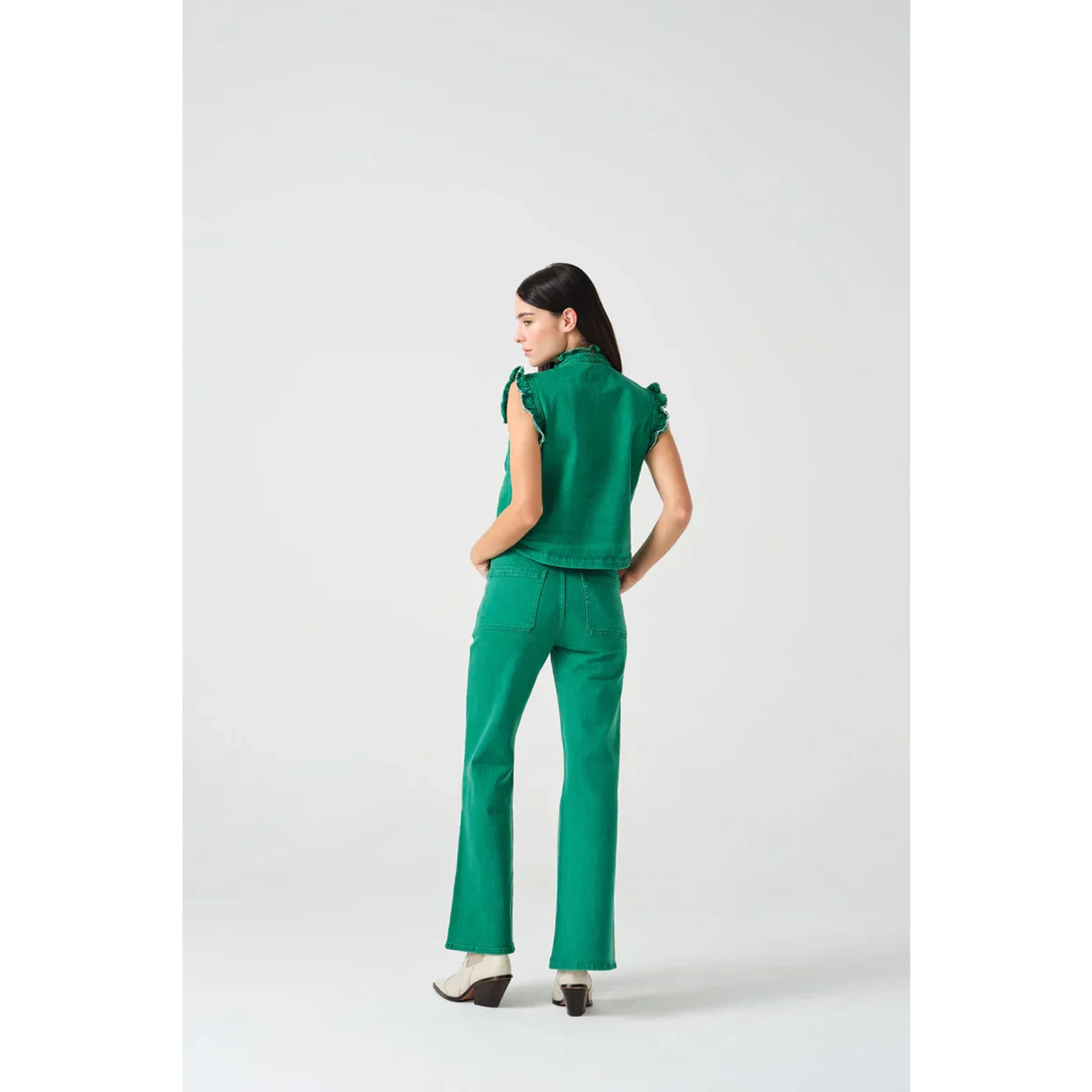 Green Loose Flare Jeans | Montivo Pakistan