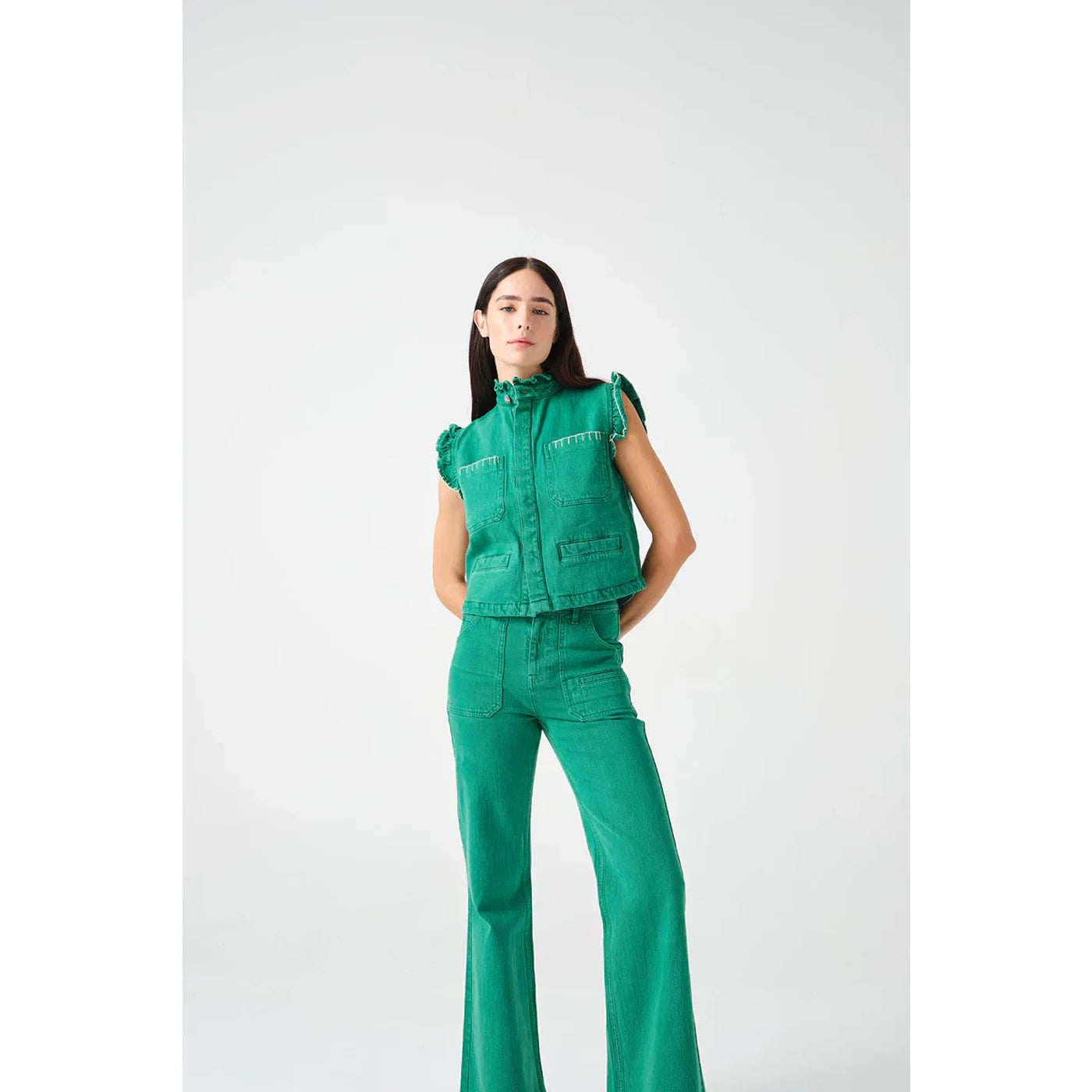 Green Loose Flare Jeans | Montivo Pakistan