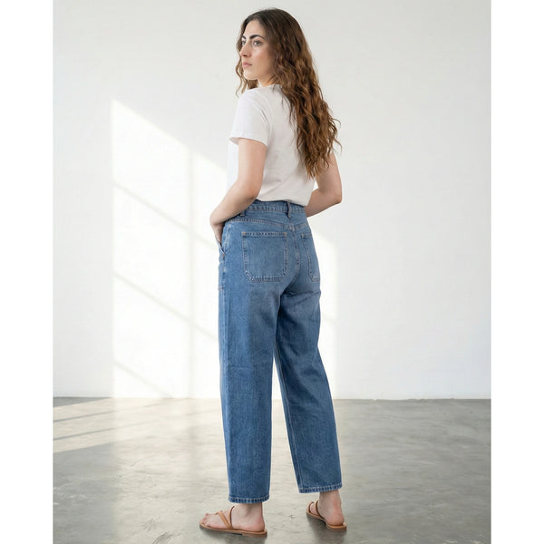 Mid Blue Cropped Wide Leg Jeans | Montivo Pakistan