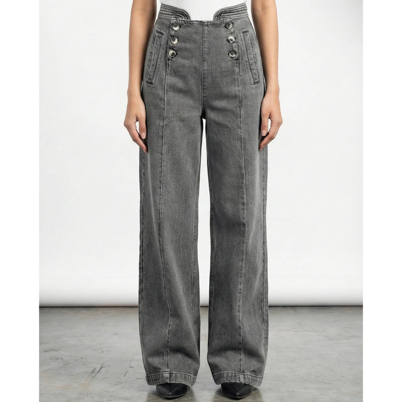 Grey Long Wide Leg Jeans | Montivo Pakistan