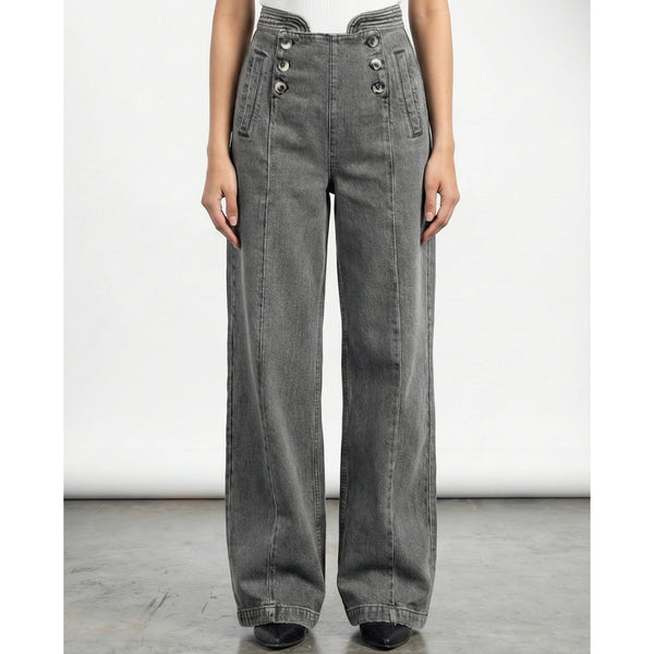Grey Long Wide Leg Jeans | Montivo Pakistan