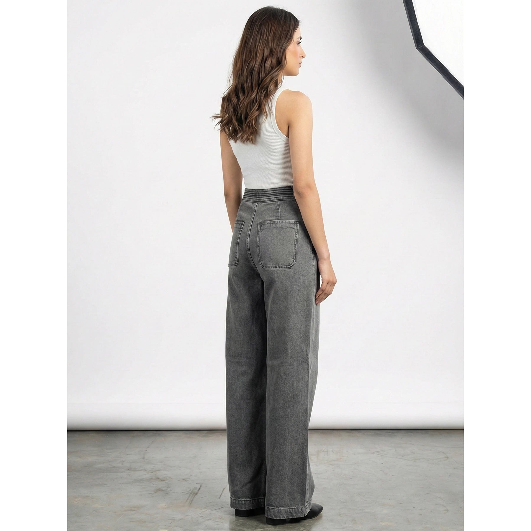Grey Long Wide Leg Jeans | Montivo Pakistan