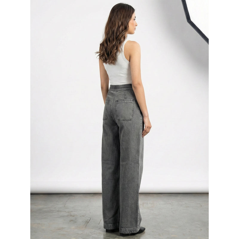 Grey Long Wide Leg Jeans | Montivo Pakistan