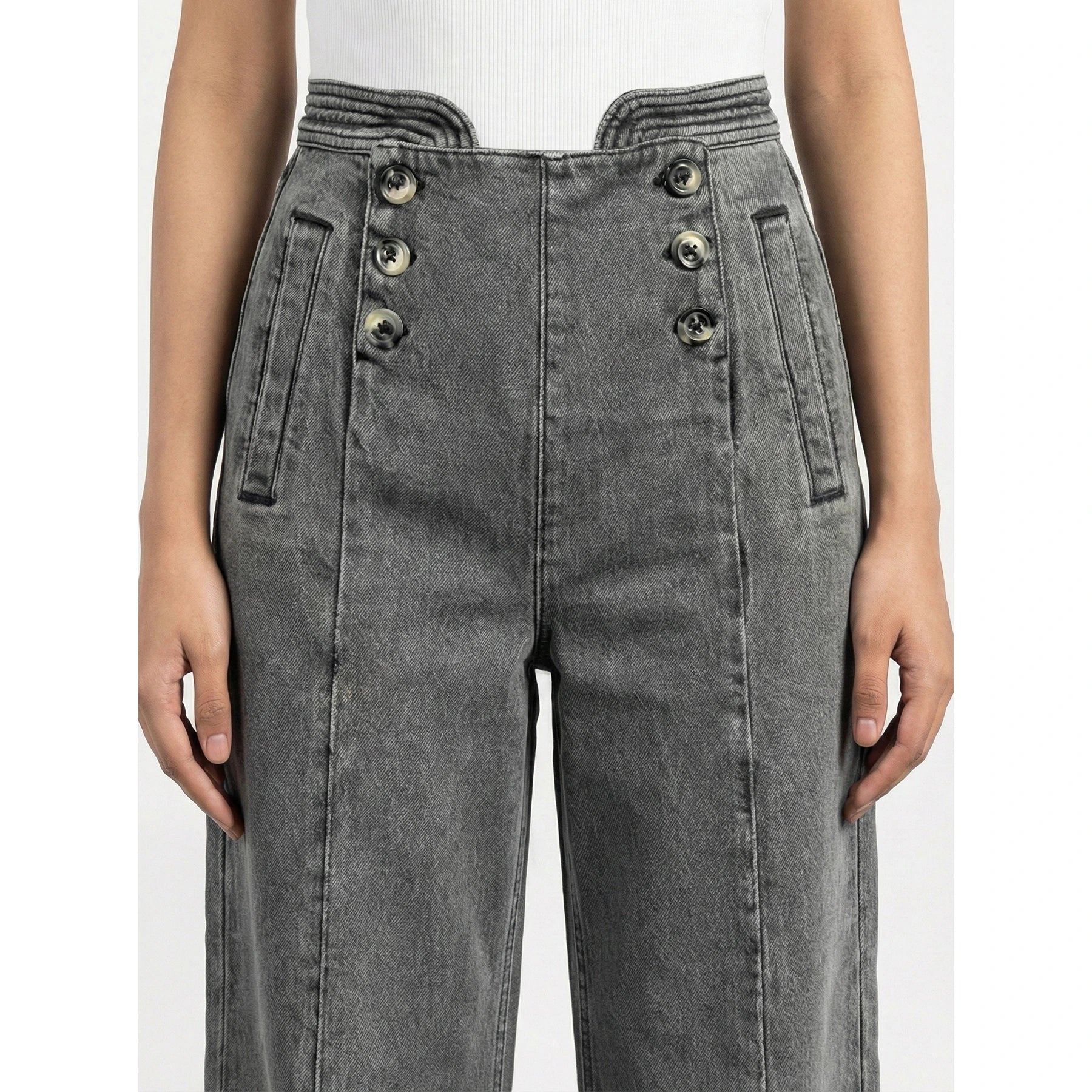 Grey Long Wide Leg Jeans | Montivo Pakistan