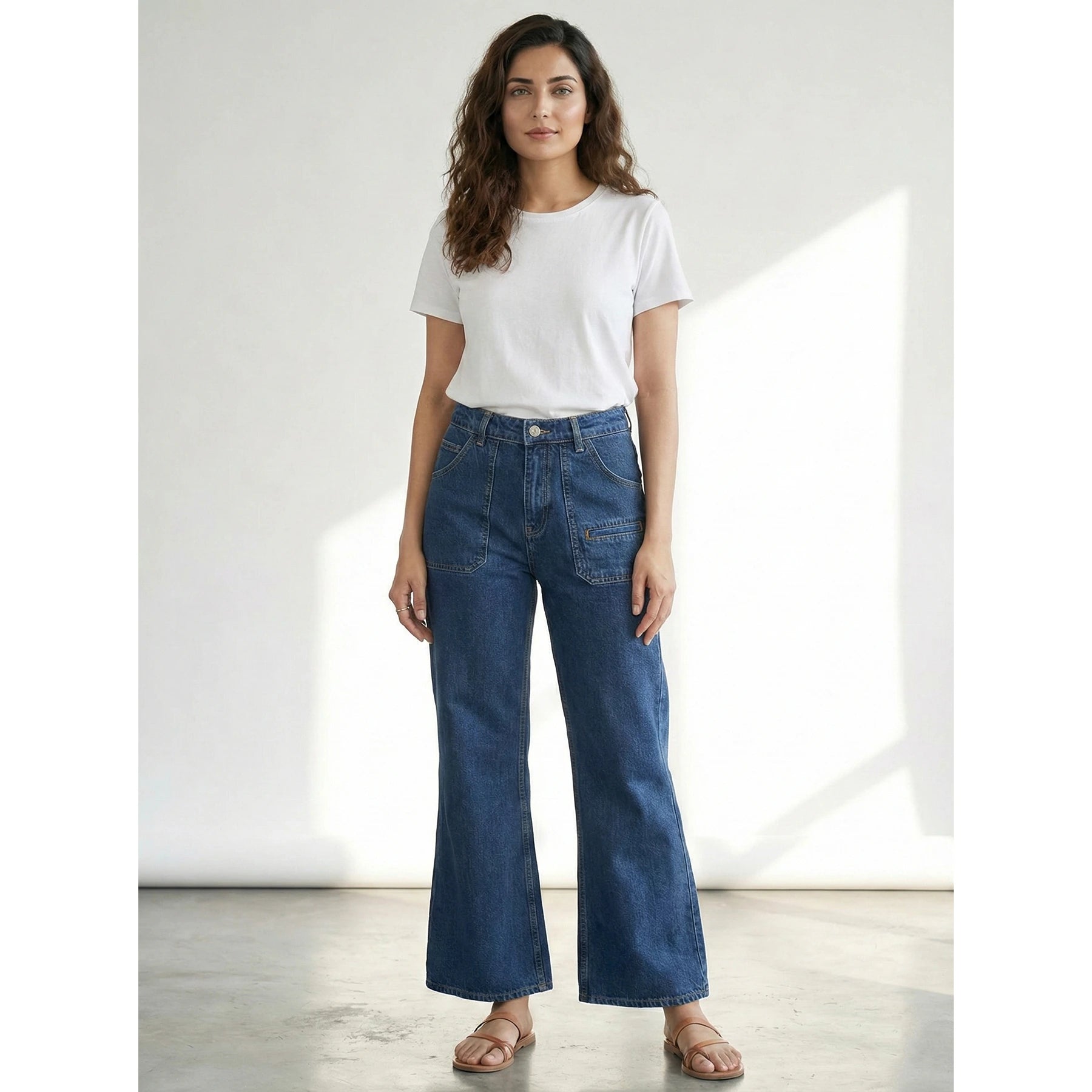 Blue Wide Leg Flare Jeans | Montivo Pakistan