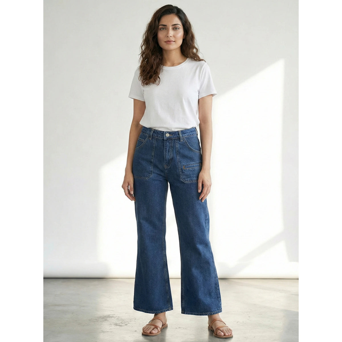 Blue Wide Leg Flare Jeans | Montivo Pakistan