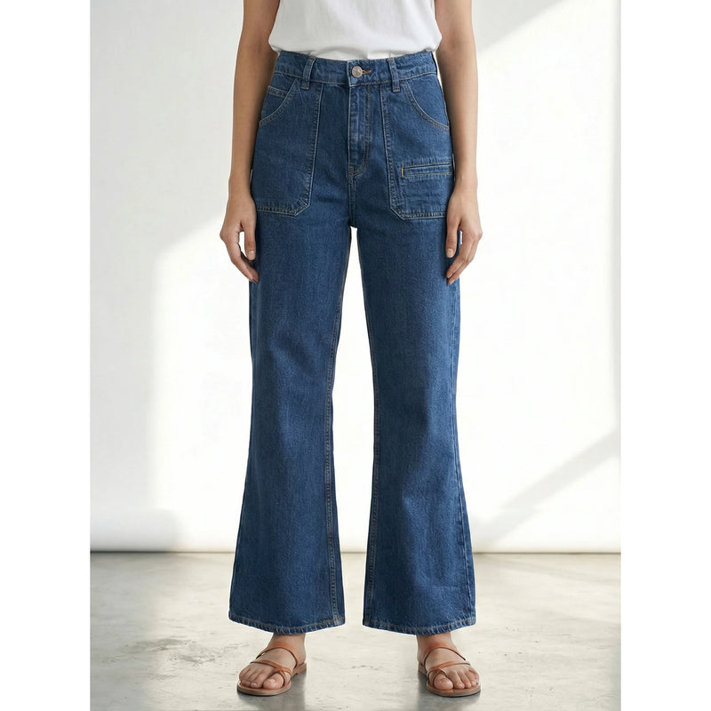 Blue Wide Leg Flare Jeans | Montivo Pakistan