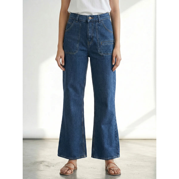 Blue Wide Leg Flare Jeans | Montivo Pakistan
