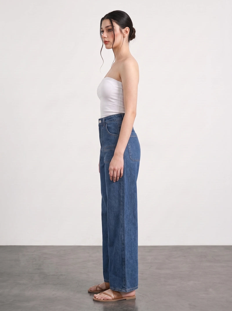 Blue Wide Leg Flare Jeans | Montivo Pakistan