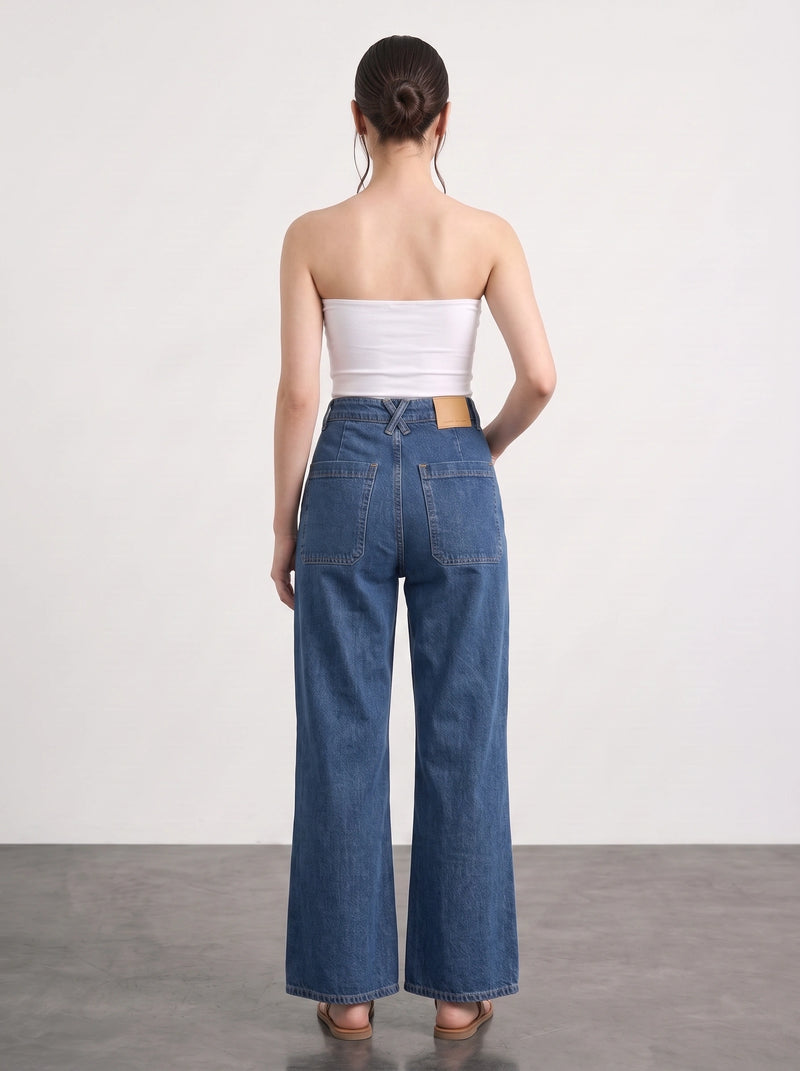 Blue Wide Leg Flare Jeans | Montivo Pakistan