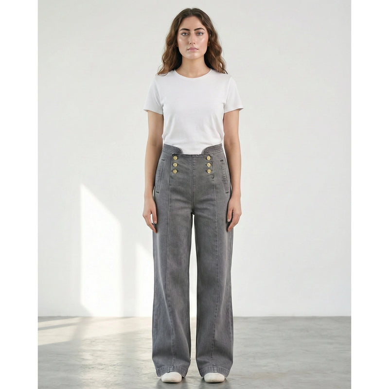 Grey Long Wide Leg Jeans | Montivo Pakistan