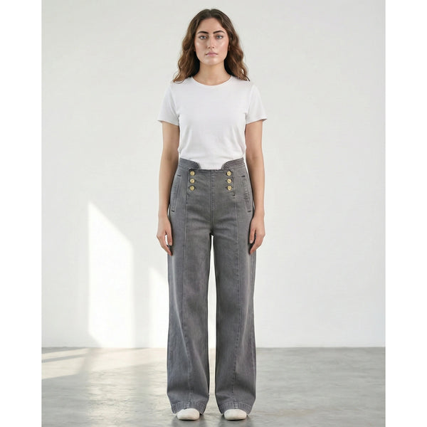 Grey Long Wide Leg Jeans | Montivo Pakistan