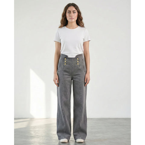 Grey Long Wide Leg Jeans | Montivo Pakistan