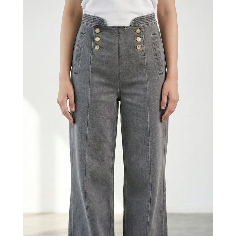 Grey Long Wide Leg Jeans | Montivo Pakistan