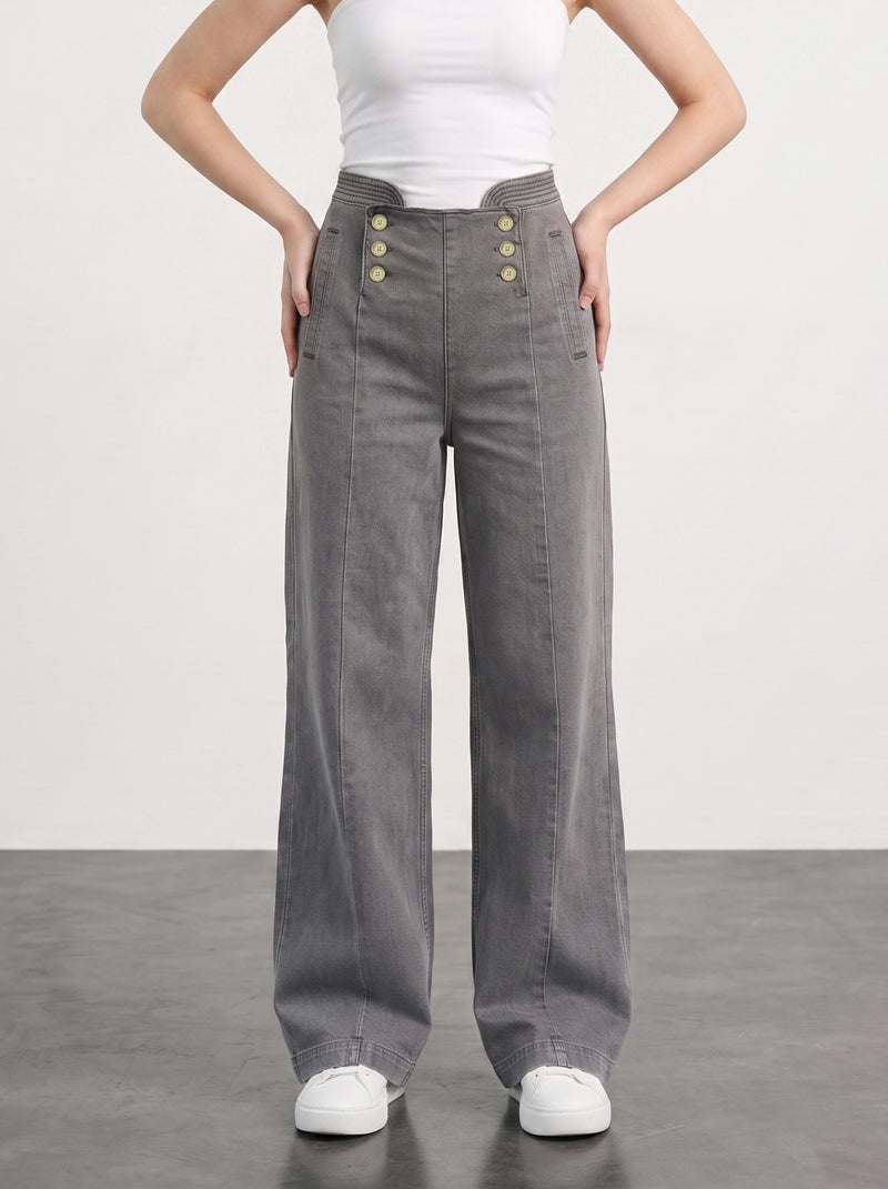 Grey Long Wide Leg Jeans | Montivo Pakistan