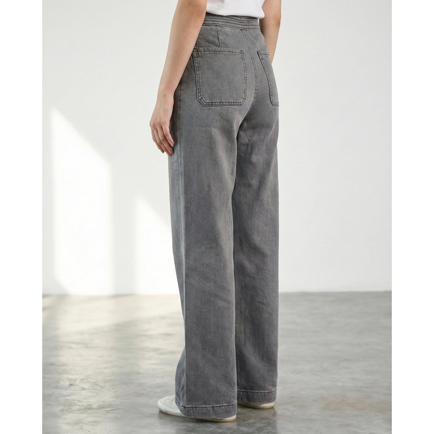 Grey Long Wide Leg Jeans | Montivo Pakistan