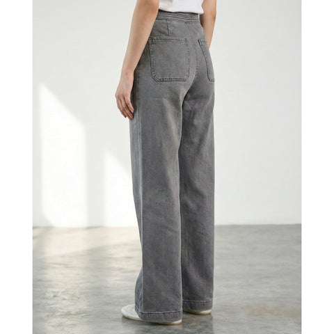 Grey Long Wide Leg Jeans | Montivo Pakistan