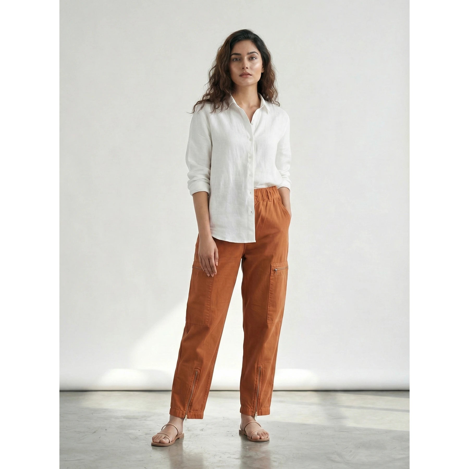 Rust Taper Barrel Denim Trousers | Montivo Pakistan