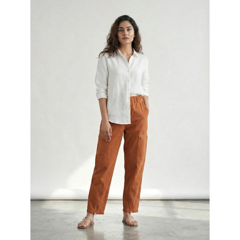 Rust Taper Barrel Denim Trousers | Montivo Pakistan