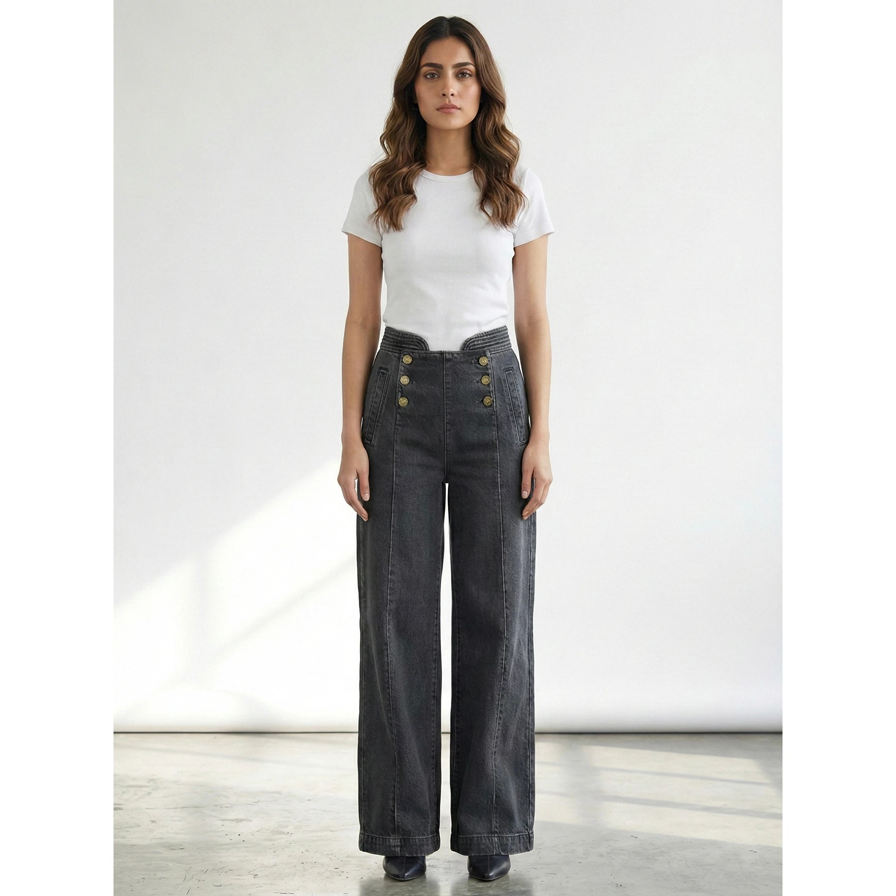 Grey Long Wide Leg Jeans | Montivo Pakistan