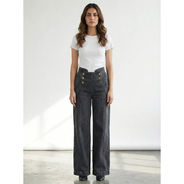 Grey Long Wide Leg Jeans | Montivo Pakistan