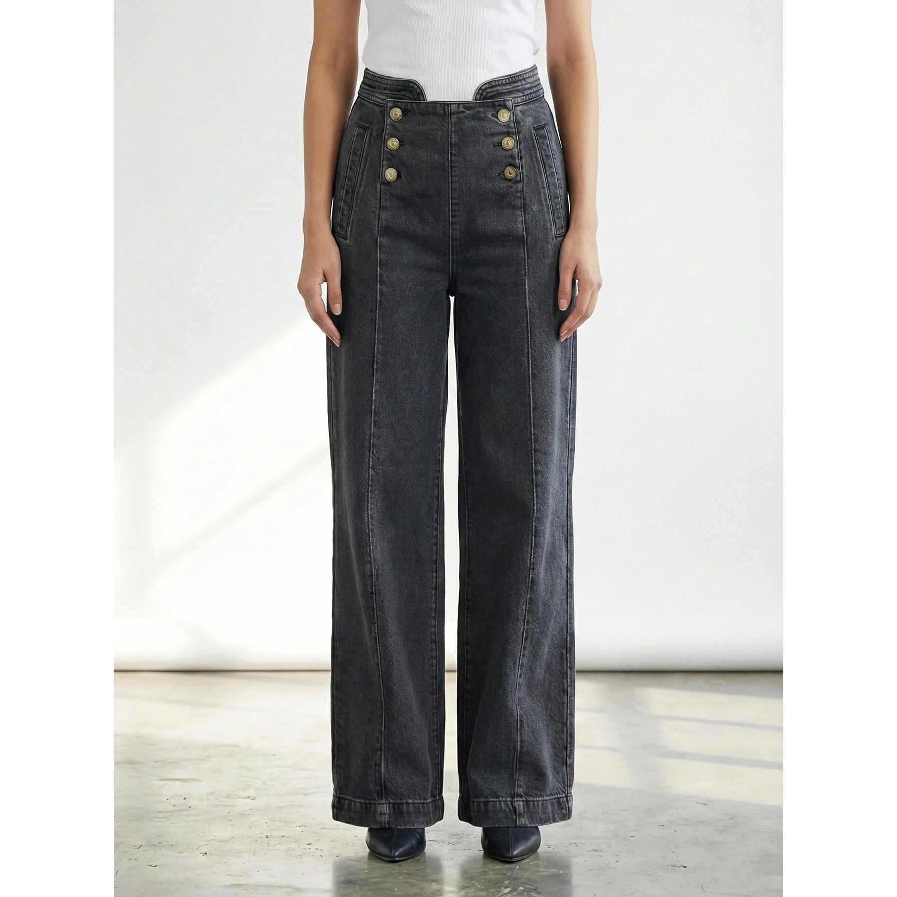 Grey Long Wide Leg Jeans | Montivo Pakistan