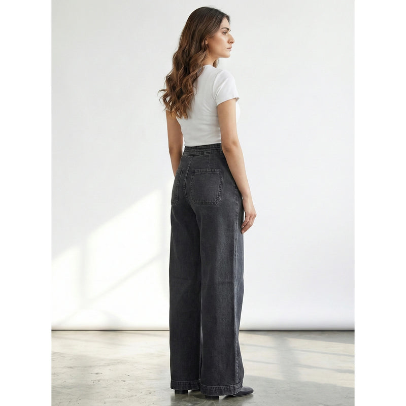 Grey Long Wide Leg Jeans | Montivo Pakistan