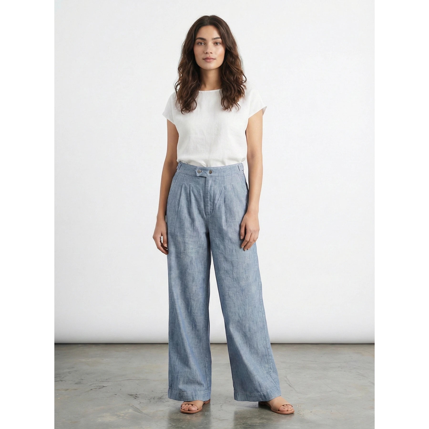 Denim Chambray Culottes Pants | Montivo Pakistan