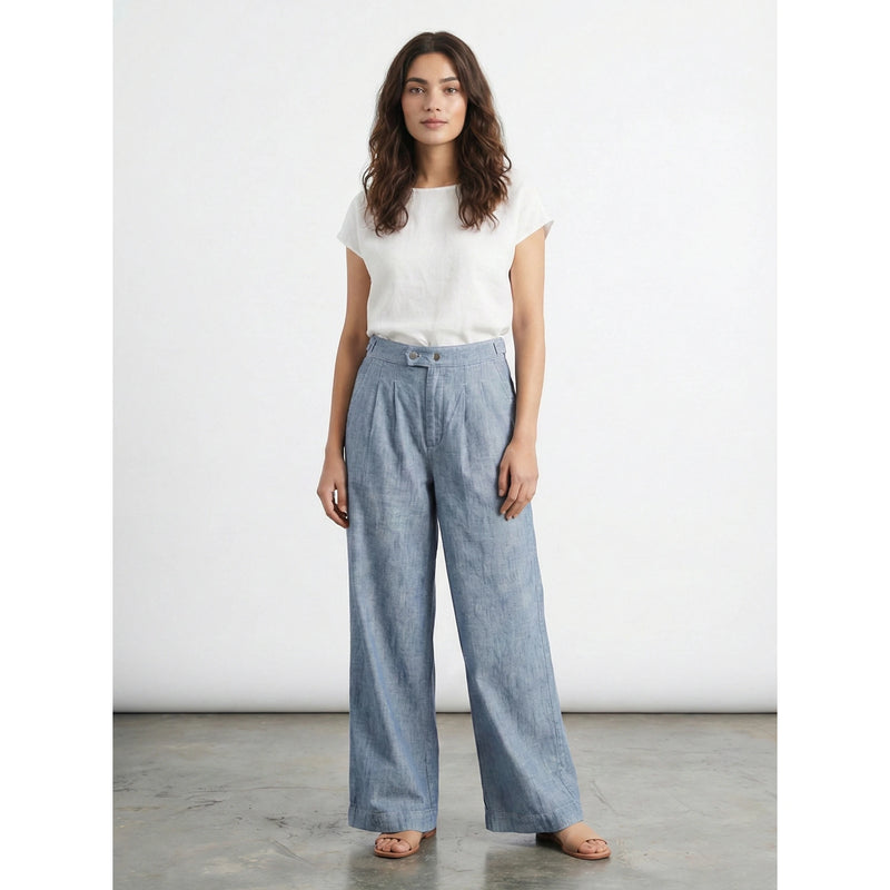Denim Chambray Culottes Pants | Montivo Pakistan