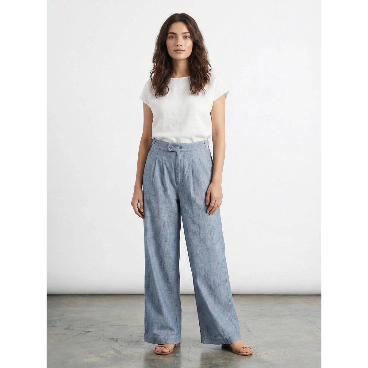 Denim Chambray Culottes Pants | Montivo Pakistan