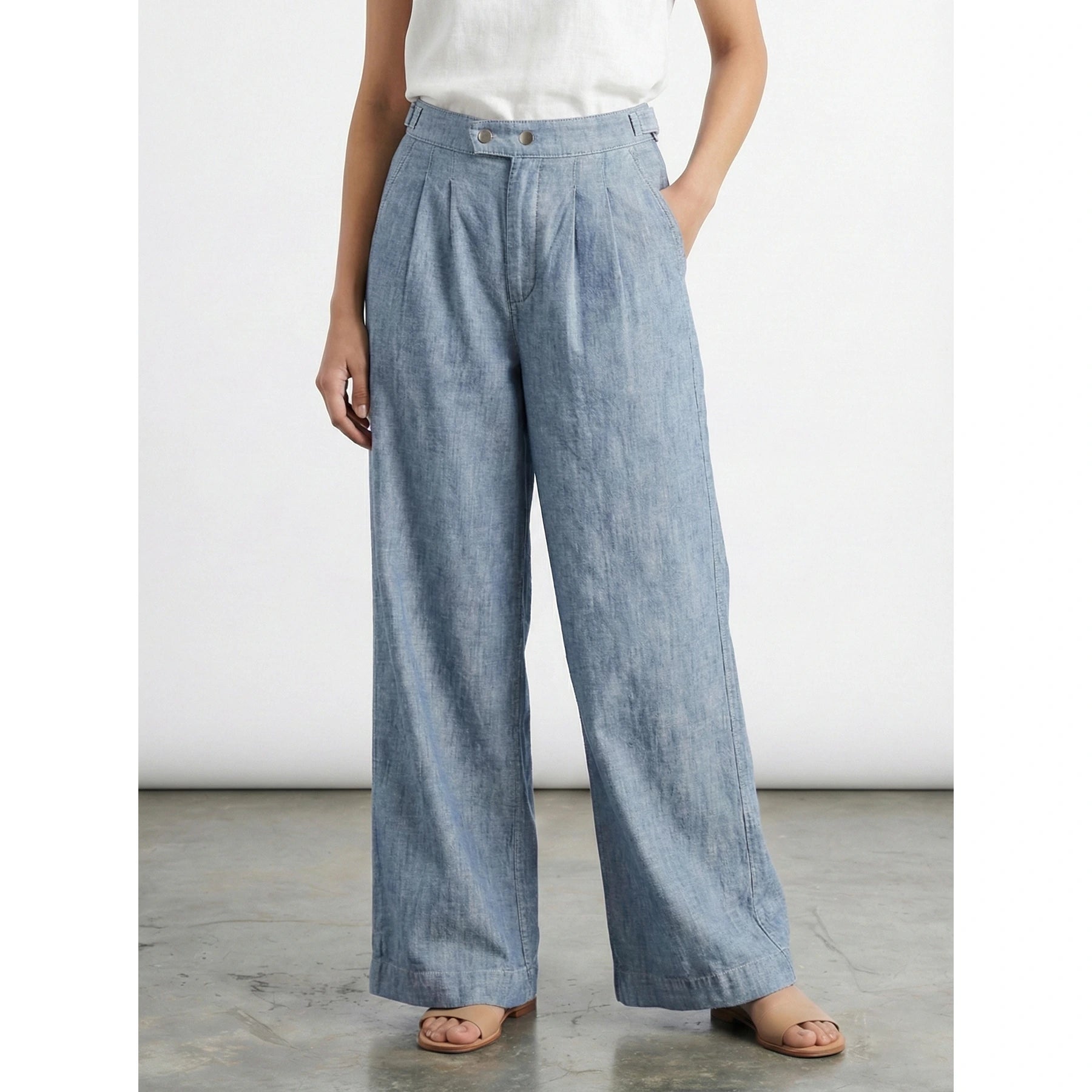 Denim Chambray Culottes Pants | Montivo Pakistan