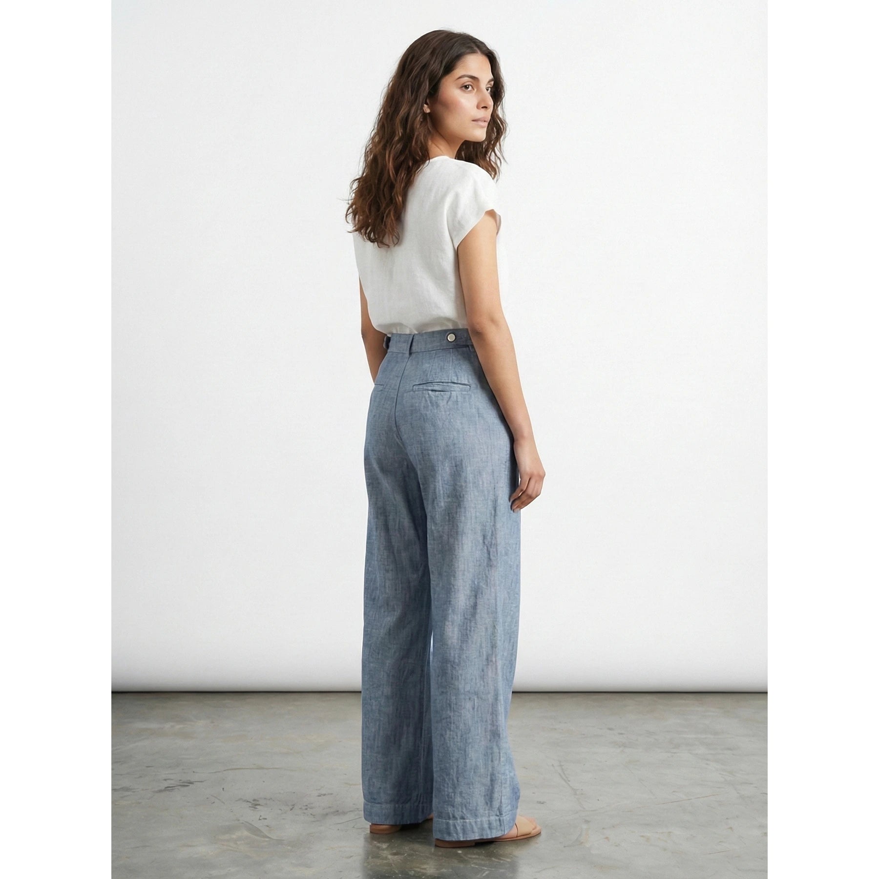 Denim Chambray Culottes Pants | Montivo Pakistan