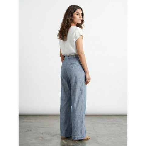 Denim Chambray Culottes Pants | Montivo Pakistan