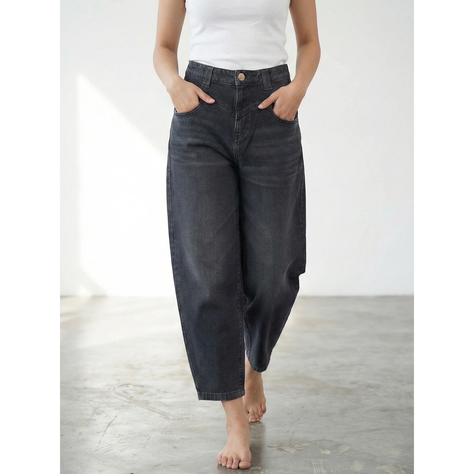Charcoal Black Barrel Jeans | Montivo Pakistan