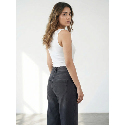 Charcoal Black Barrel Jeans | Montivo Pakistan