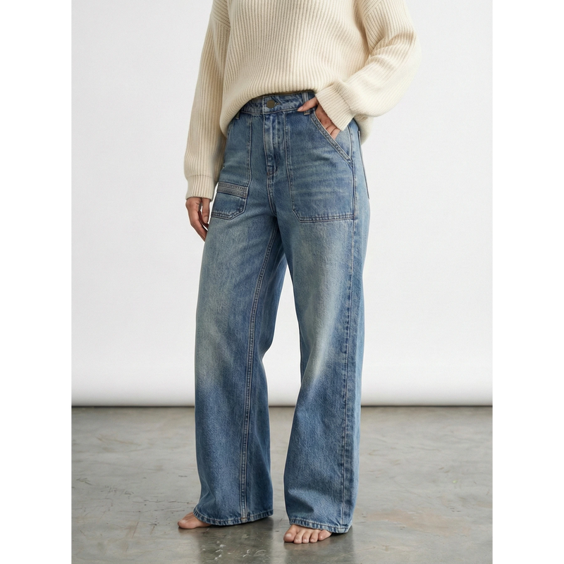 Vintage Blue Wide Leg Jeans | Montivo Pakistan