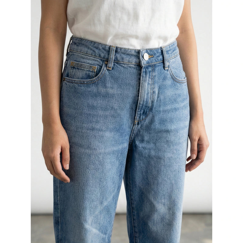 Mid Blue Mom Loose Jeans | Montivo Pakistan