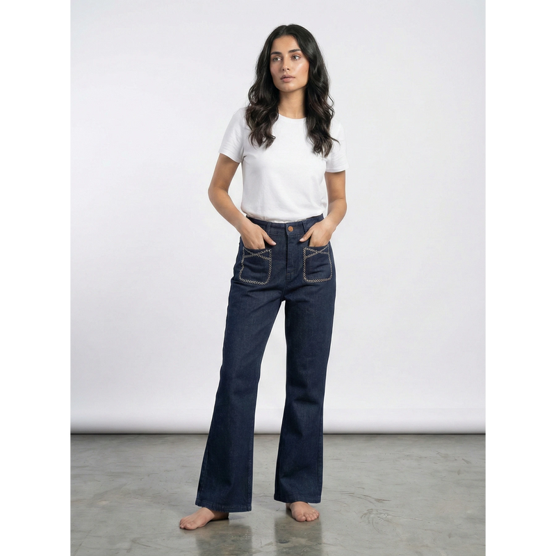 Rinse Wash Wide Leg Jeans | Montivo Pakistan
