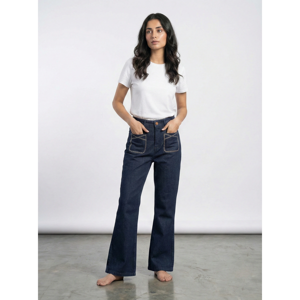 Rinse Wash Wide Leg Jeans | Montivo Pakistan