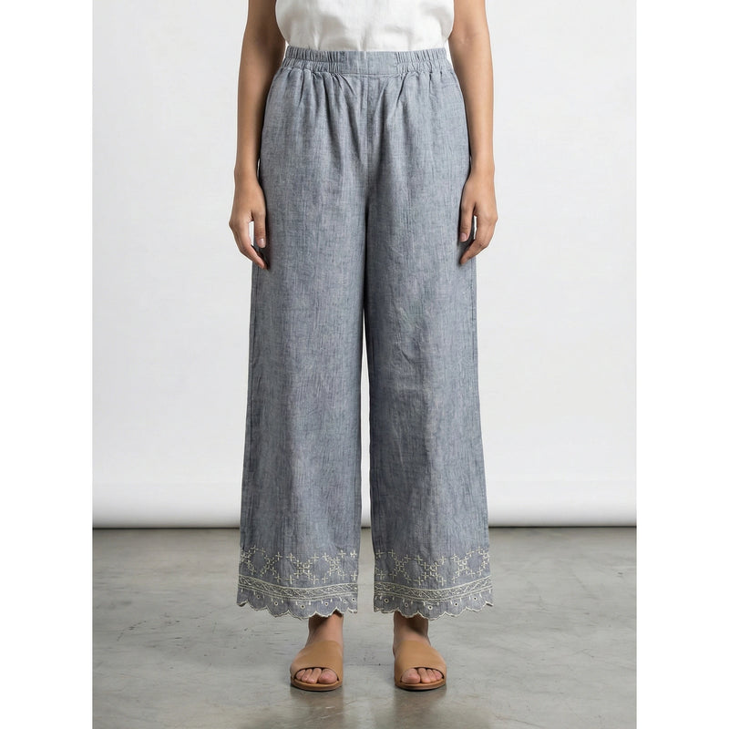 Denim Chambray Culottes Trousers | Montivo Pakistan