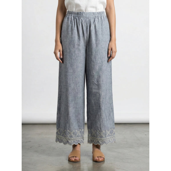 Denim Chambray Culottes Trousers | Montivo Pakistan